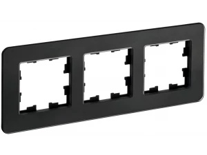 BRITE Рамка 3-местная РУ-3-2-Бр стекло черный RE IEK