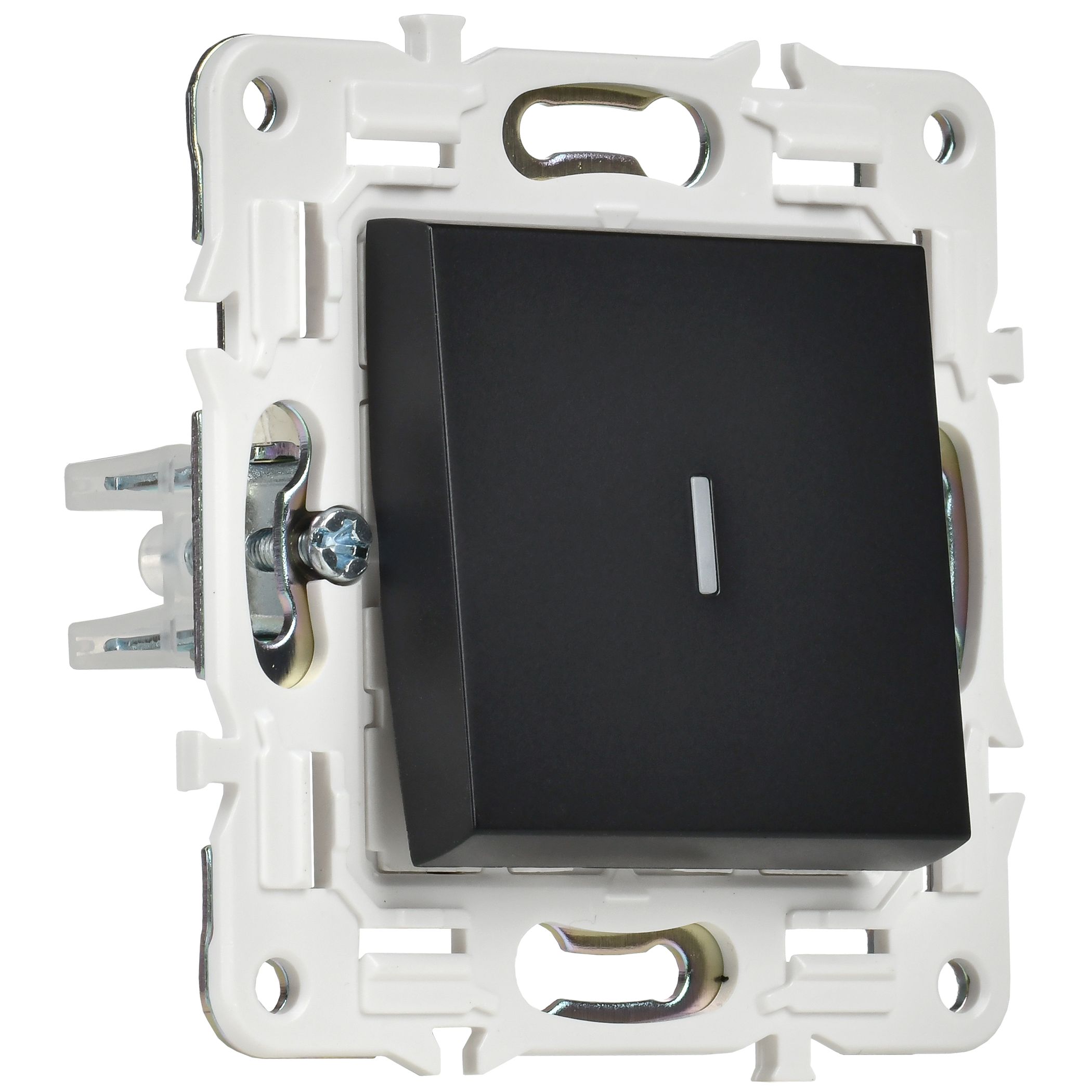             SKANDY Ажыратқыш, 1 пернелі, өтпелі, индикациямен, 10А SK-V08Bl қара IEK    