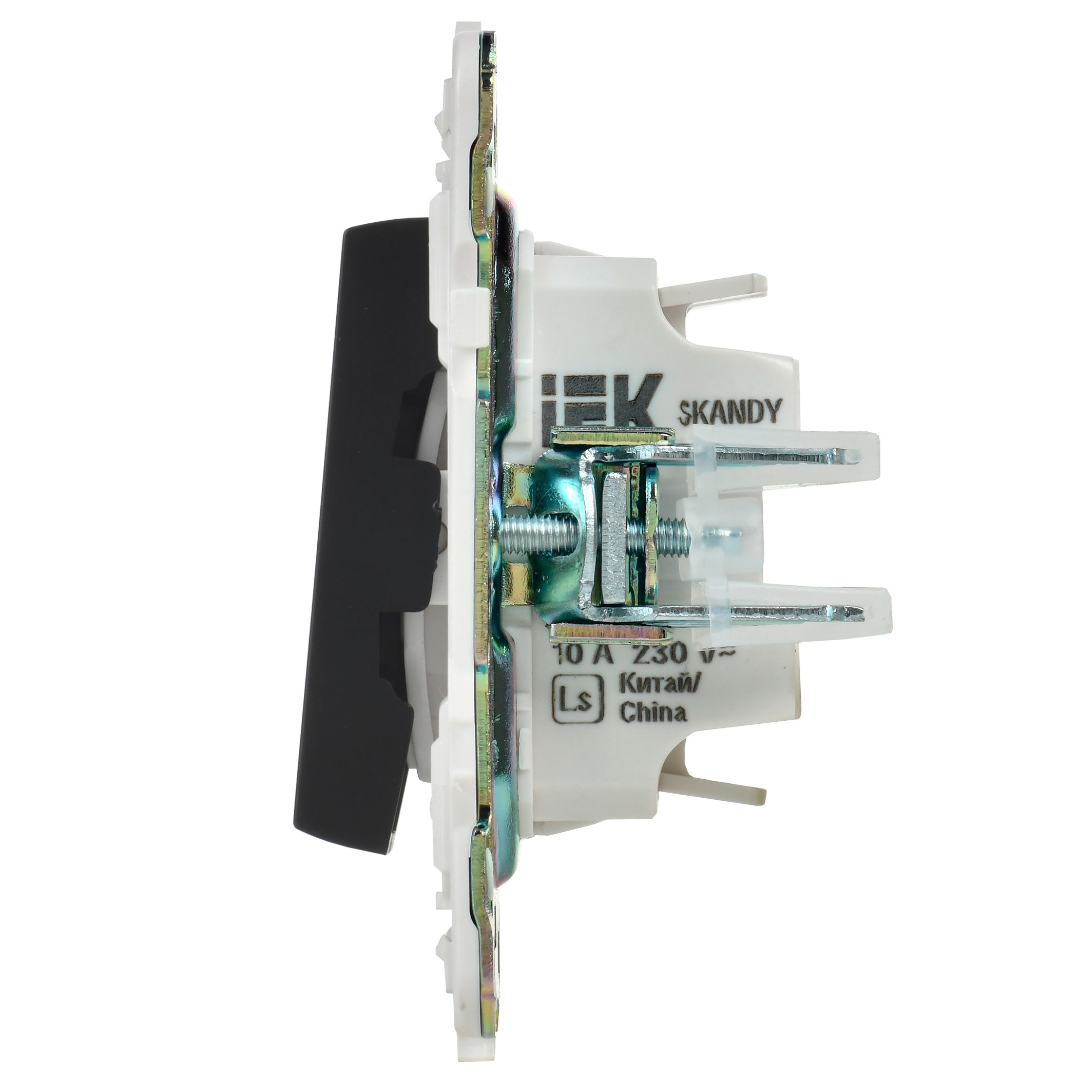            SKANDY Ажыратқыш, 1 пернелі, өтпелі, индикациямен, 10А SK-V08Bl қара IEK    