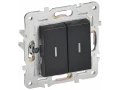             SKANDY Ажыратқыш, 2 пернелі, өтпелі, индикациямен, 10А SK-V10Bl қара IEK    