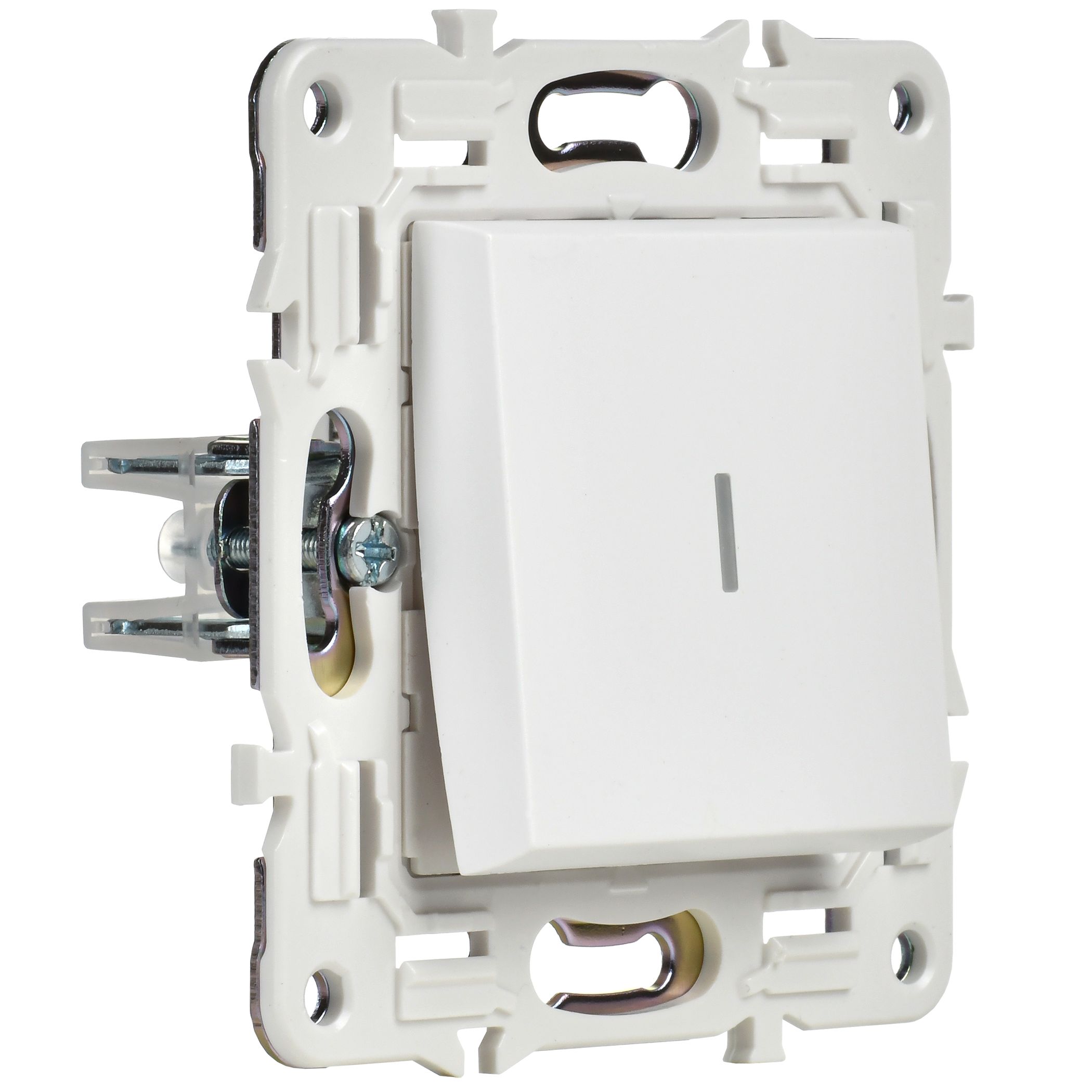             SKANDY Ажыратқыш, 1 пернелі, өтпелі, индикациямен, 10А SK-V08W арктикалық ақ IEK    