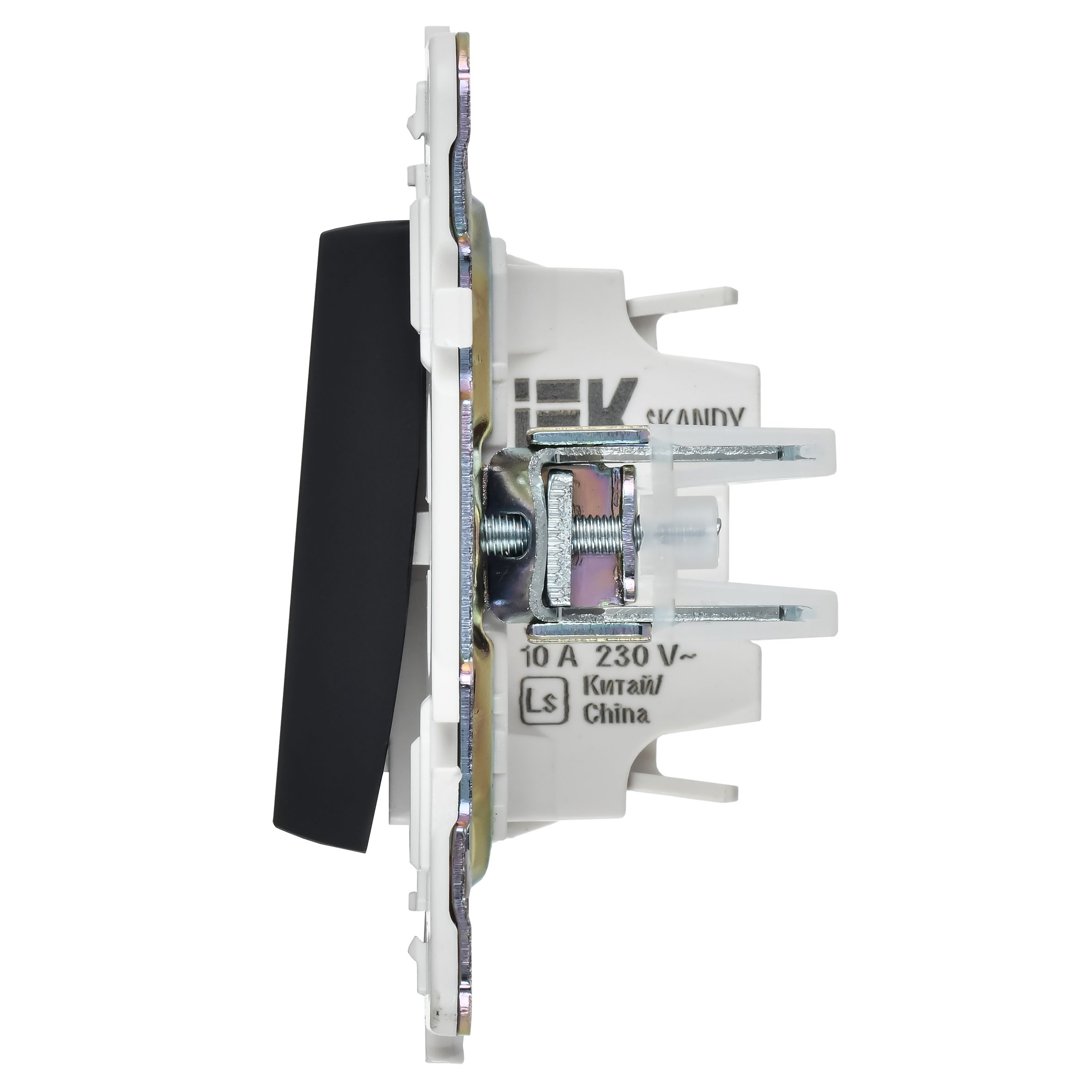             SKANDY Ажыратқыш 1 пернелі, өтпелі 10А SK-V02Bl қара IEK    