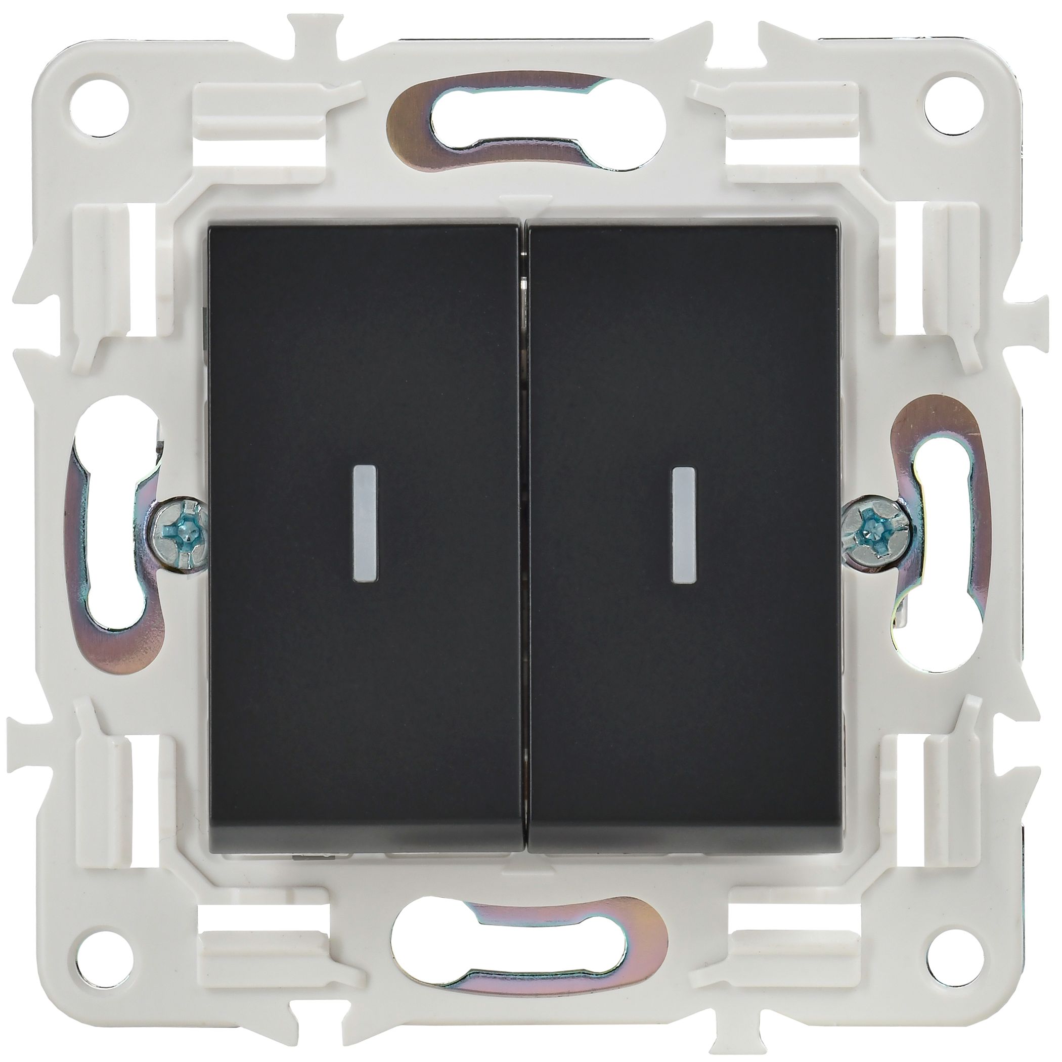             SKANDY Ажыратқыш 2 пернелі, индикациямен 10А SK-V09Bl қара IEK    