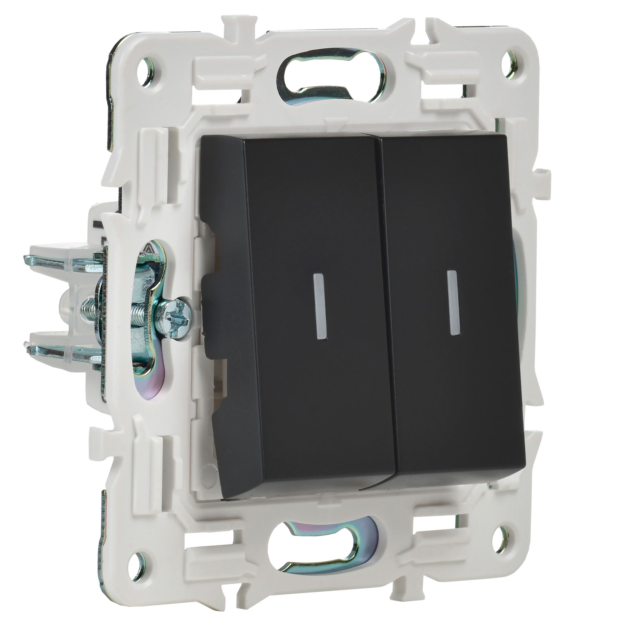             SKANDY Ажыратқыш 2 пернелі, индикациямен 10А SK-V09Bl қара IEK    