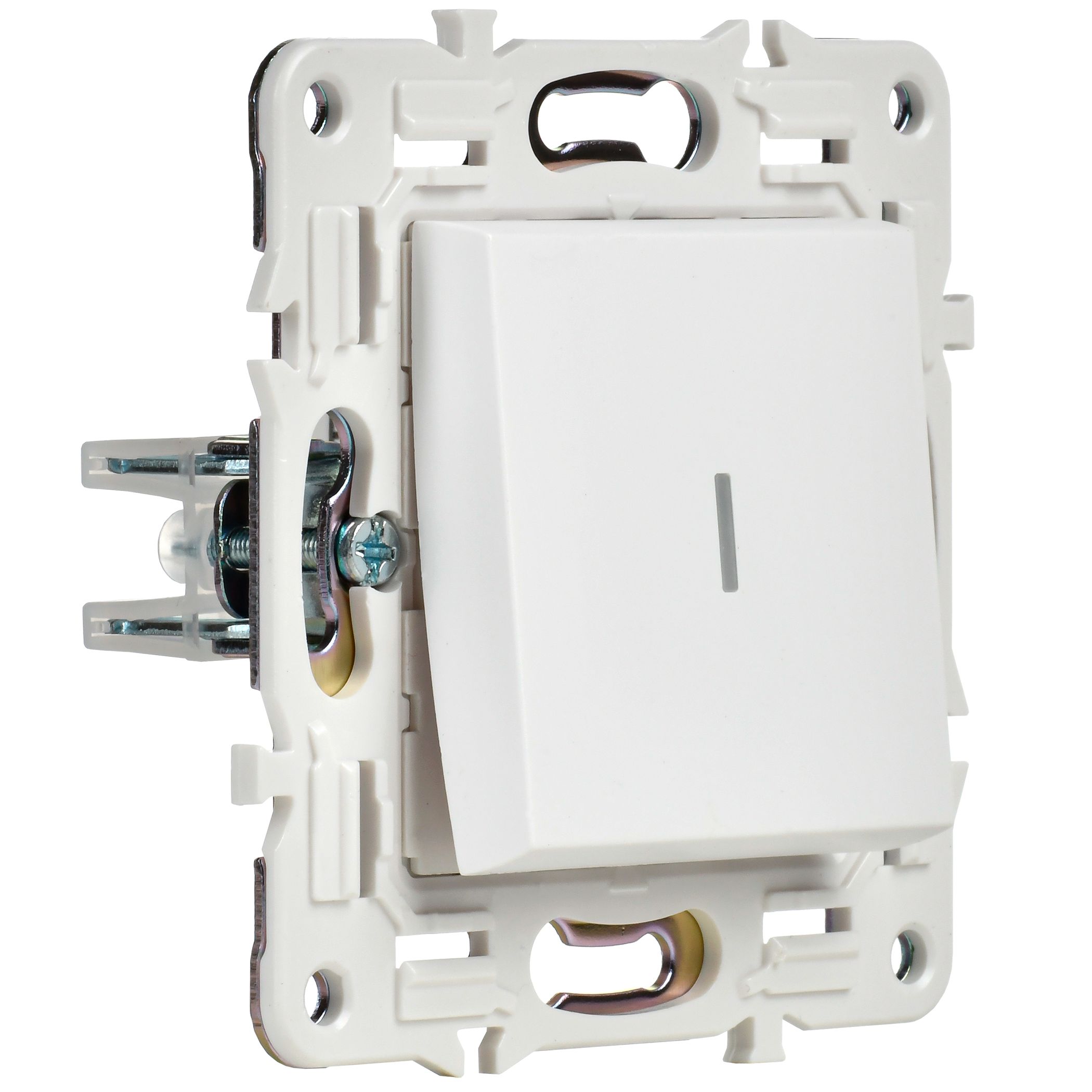             SKANDY Ажыратқыш 1 пернелі, индикациямен 10А SK-V07W арктикалық ақ IEK    