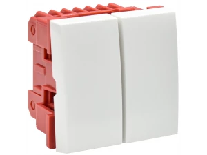 Выключатель двухклавишный на 2 модуля. ВК1-22-00-П ИЭК