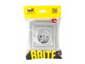             BRITE Розетка 1 орынды, жерге тұйықталмаған, қорғаныс пердешелерсіз 10А жиынтықта  РСР10-1-0-БрА алюминий IEK    