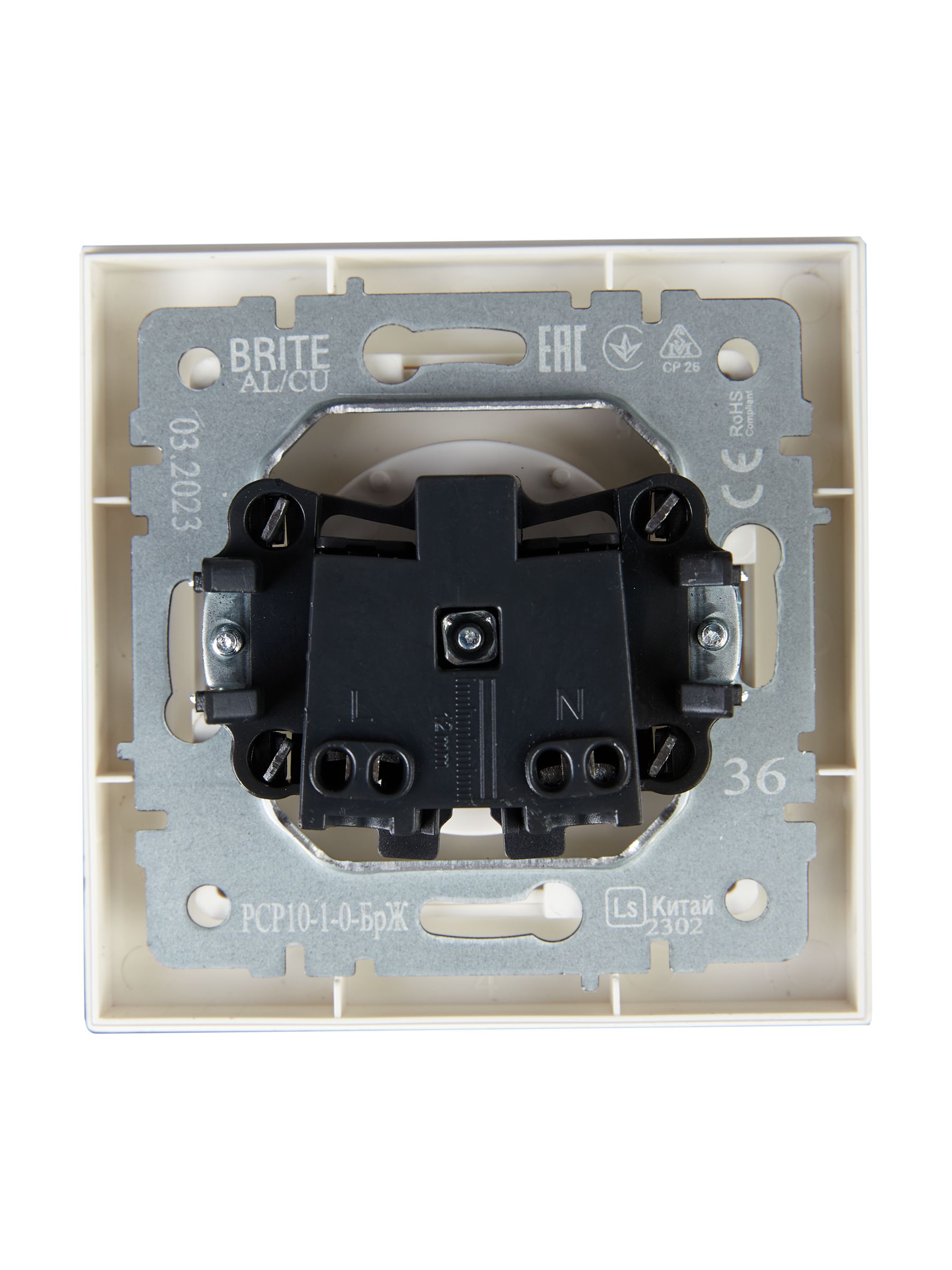             BRITE 1 ұялы жерлендірусіз перделері жоқ  розетка 10А жиынтықта РСР10-1-0-БрЖ інжу ИЭК    