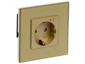 iTEQ SMART-розетка 16А с поддержкой WIFI+BLE со стеклянной рамкой и защитными шторками золотая ONI
