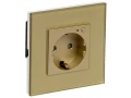             iTEQ SMART-розетка 16А WIFI+BLE қолдауы бар, шыны жиектемесі бар, қорғаныс пердешелерімен, алтын ONI    