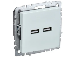 BRITE Розетка USB A+A 5В 3,1А РЮ10-1-БрЖ жемчуг IEK
