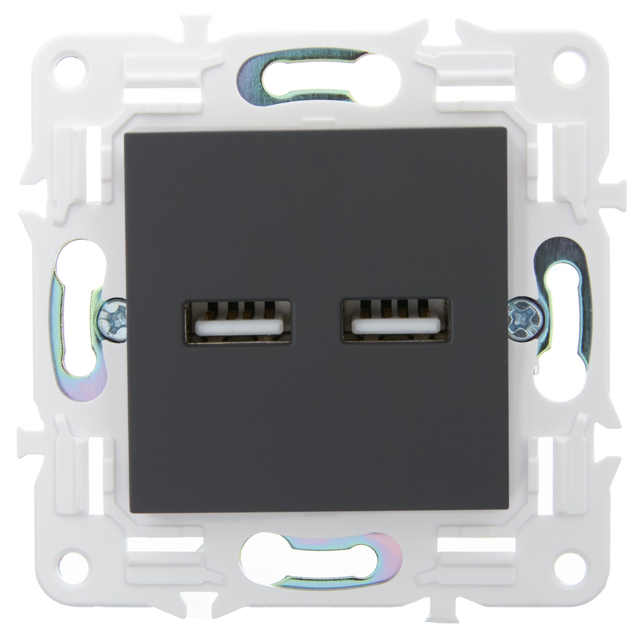             SKANDY USB A+А розеткасы 3,1А SK-R15G графит IEK    