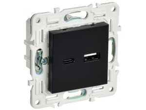 SKANDY Розетка USB A+C 18Вт SK-R13Bl черный IEK