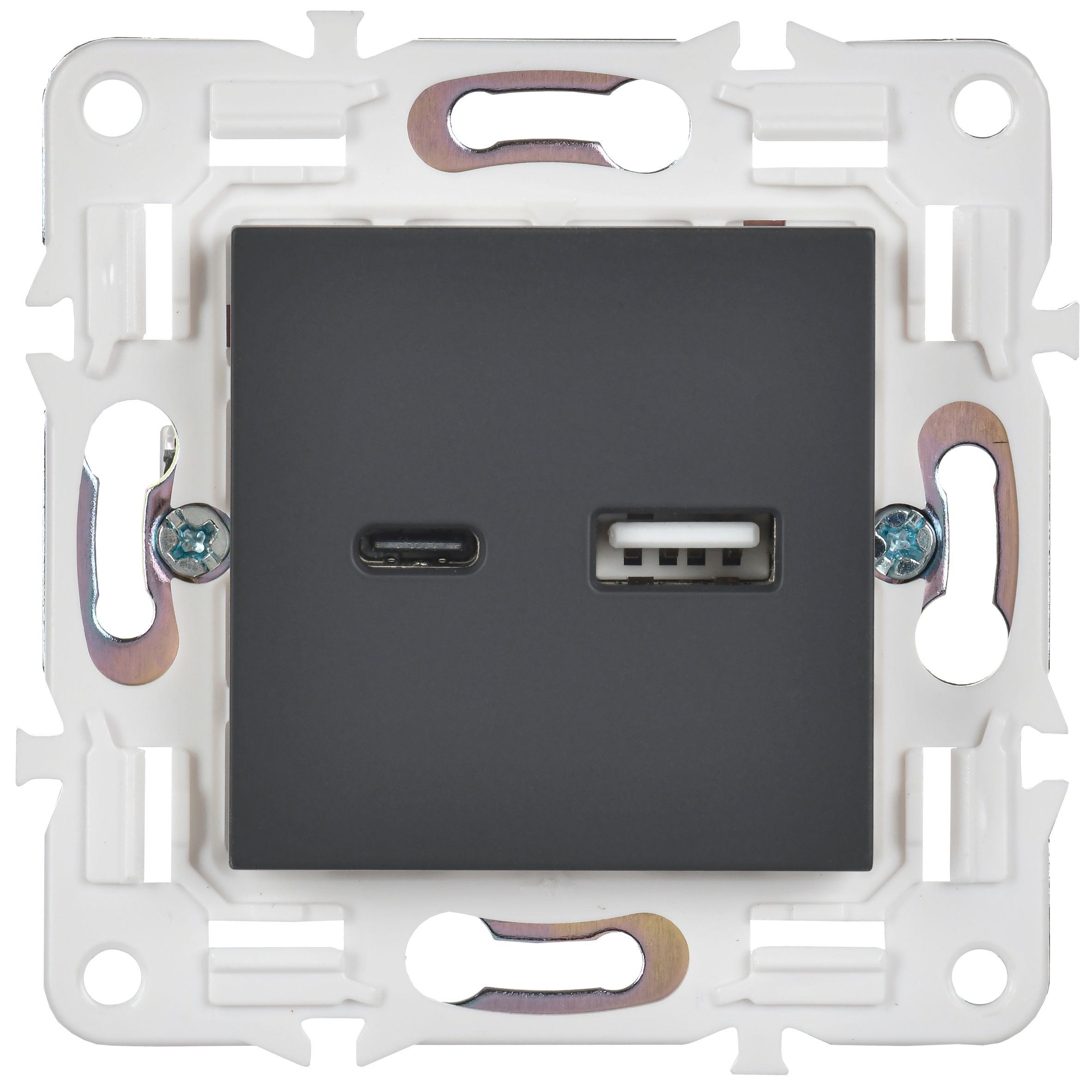             SKANDY USB A+C розеткасы 18Вт SK-R13G графит IEK    
