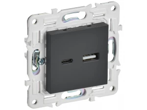 SKANDY Розетка USB A+C 18Вт SK-R13G графит IEK