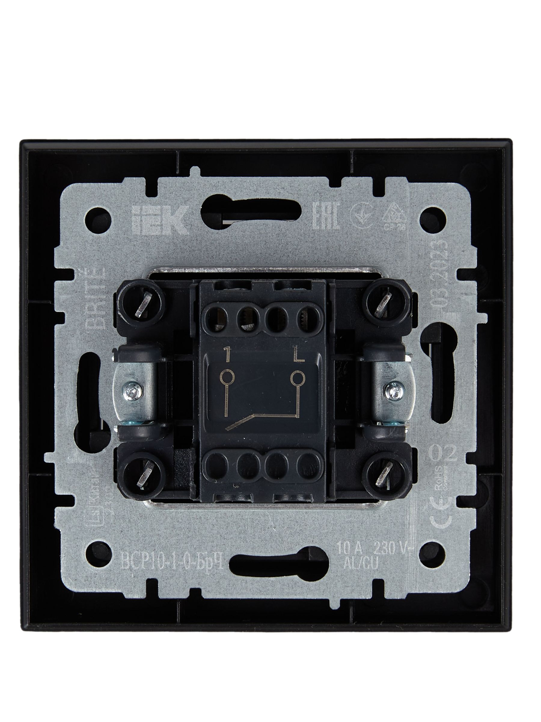             BRITE Ажыратқыш, бір пернелі 10А жиынтықта ВС10-1-0-БрЧ қара ИЭК    