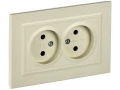 BRITE розеткасы, 2 орынды, жерге тұйықталусыз, қорғаныс перделері жоқ 10А жиынтықта, РС12-2-БрКр, сарғыш ИЭК