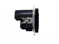             BRITE Розетка 1 орынды қорғаныс перделері бар, жерге тұйықталған 16АUSB A+A мен 5B 2,1A  РЮш10-1-БрЧ қара ИЭК    