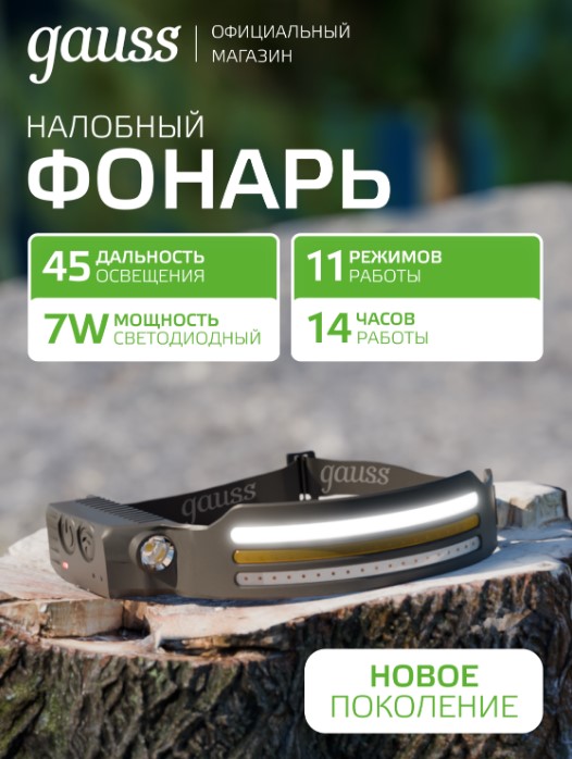             Маңдайға бекітілетін шам Gauss модель GFL412 13W 650lm Li-ion 1200mAh LED 1/10/100    