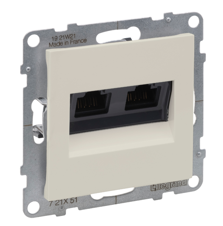             Ақпараттық розетка, екілі RJ45 Кат.5е UTP, піл суйегі SUNO /721251/    