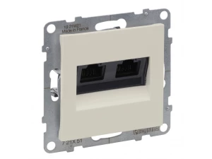 Розетка информационная двойная RJ45 Кат.5е UTP, слоновая кость SUNO /721251/