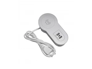 Настольный встраив. бокс 2 USB, 1 Type-C, беспроводная зарядка, шнур 1,5м, серебро Shelbi STS-2U1C-S