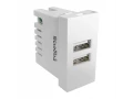             Розетка зарядау құрылғысы, 2-портты USB 45*22,5, ақ Shelbi SUJ-2U-W    