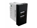             Розетка зарядау құрылғысы, 2-портты USB 45*22,5, қара Shelbi SUJ-2U-B    