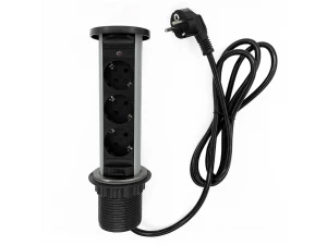 Розеточный блок выдвижной настольный на 3 розетки 200В, IP44, серебро Shelbi STV-3S-IP44-S