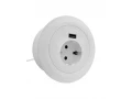             Розеткалы блок, үстелге арналған, 1 розеткалы 220В, 1 USB розетка, ақ Shelbi STV-1S-1U-W    