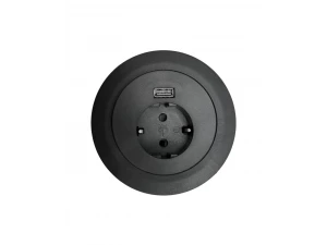Розеточный блок настольный на 1 розетку 220В, 1 USB розетку, черный Shelbi STV-1S-1U-B