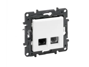 Розетка телефонная/информационная двойная RJ11+RJ45 категория 6 UTP, белый NLST /863156/