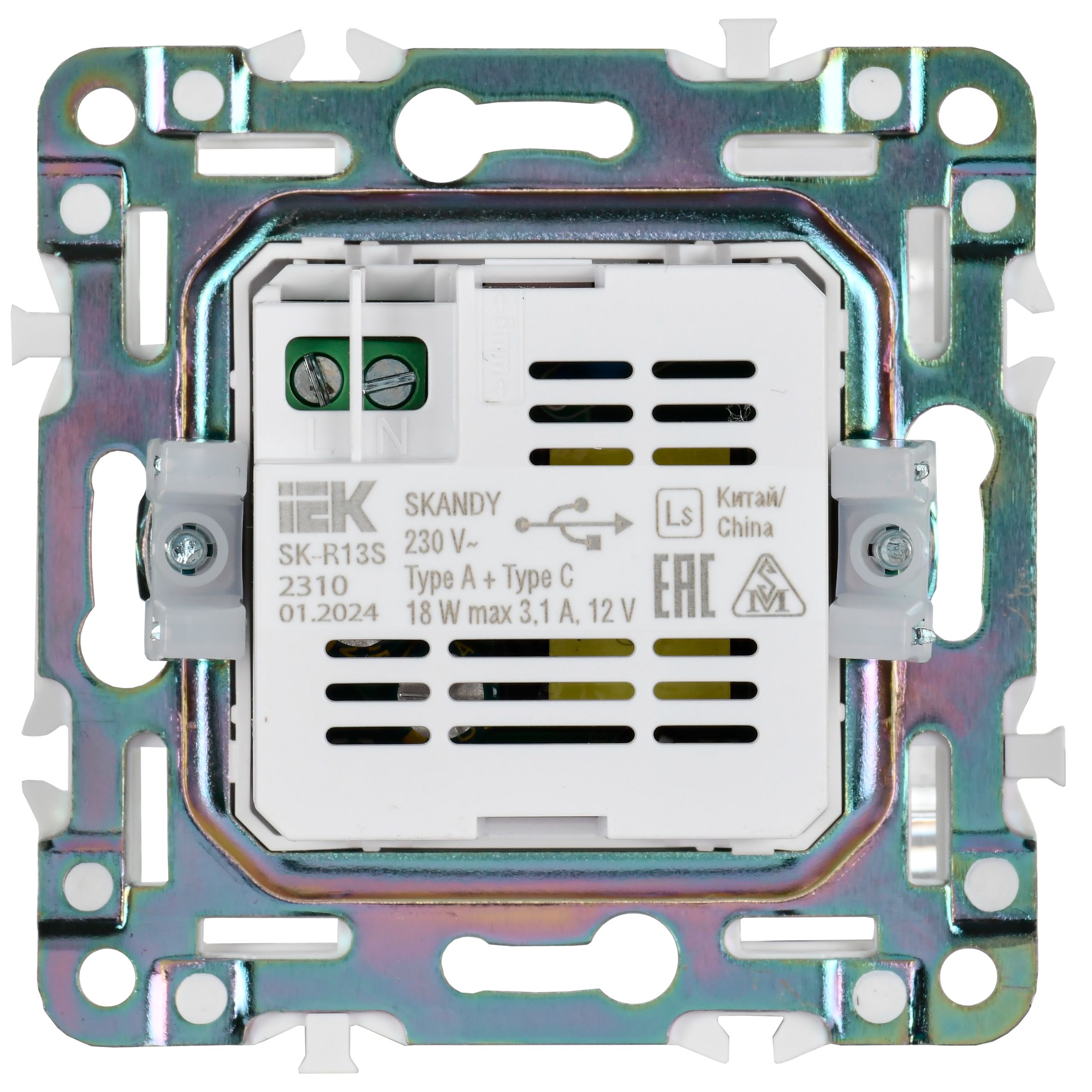             SKANDY Розетка USB A+C 18Вт SK-R13S күміс IEK    