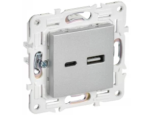 SKANDY Розетка USB A+C 18Вт SK-R13S серебряный IEK