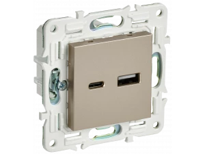 SKANDY Розетка USB A+C 18Вт SK-R13Sh шампань IEK