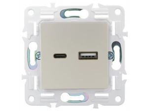 SKANDY Розетка USB A+C 18Вт SK-R13Sh шампань IEK