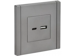 FORTE&PIANO Розетка USB A+C 3,1А FP550 сталь IEK