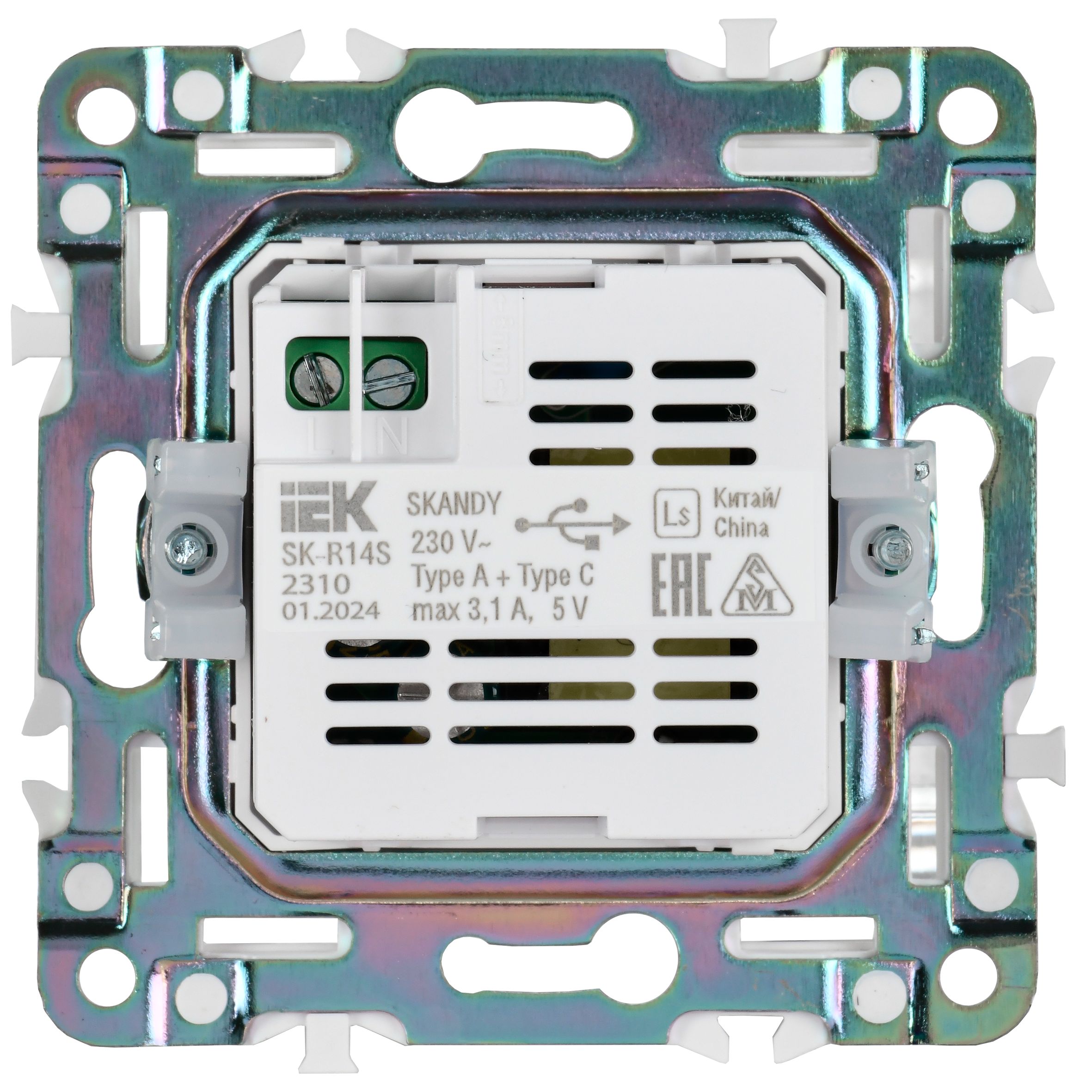             SKANDY Розетка USB A+C 3,1А SK-R14S күміс IEK    