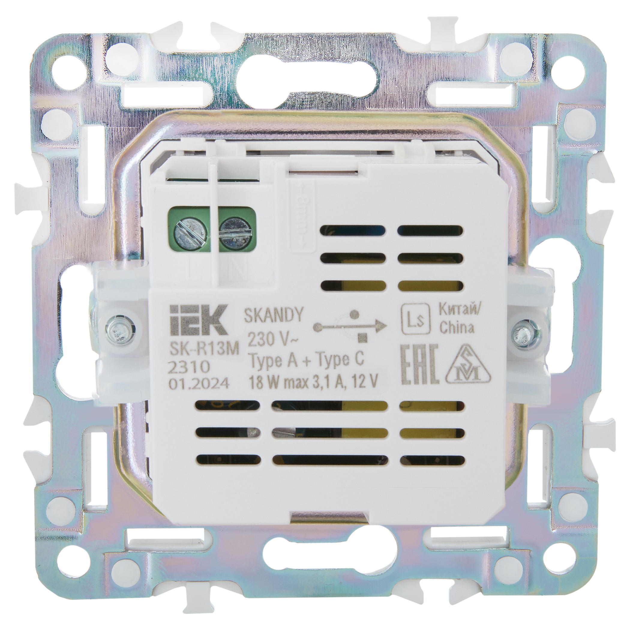             SKANDY Розетка USB A+C 18Вт SK-R13G жалбызды IEK    