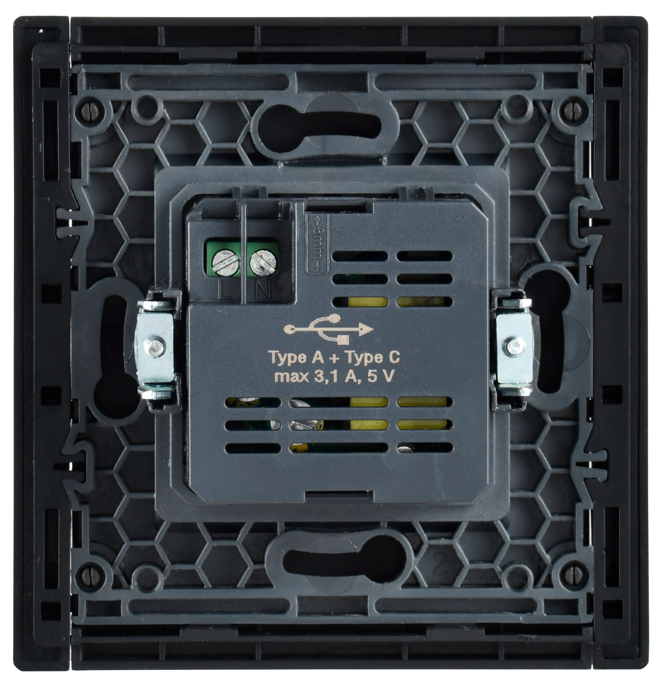             FORTE&PIANO Розетка USB A+C 3,1А FP150 қара IEK    