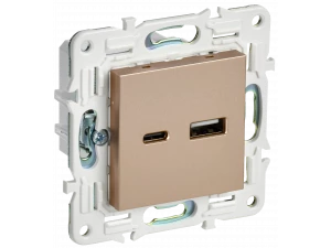SKANDY Розетка USB A+C 18Вт SK-R13Sa песочный IEK