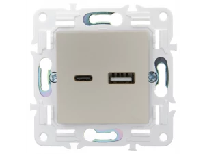 SKANDY Розетка USB A+C 18Вт SK-R13Sa песочный IEK