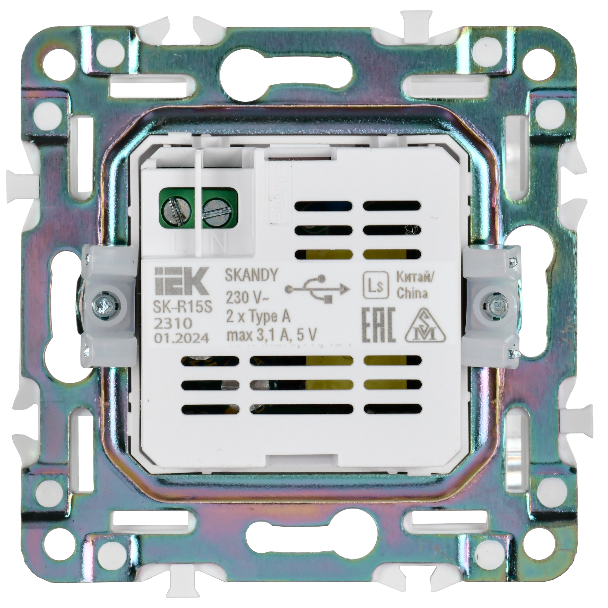             SKANDY Розетка USB A+A 3,1А SK-R15S күміс IEK    