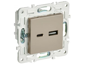 SKANDY Розетка USB A+C 3,1А SK-R14Sh шампань IEK