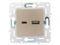             SKANDY Розетка USB A+C 3,1А SK-R14Sh шампан IEK    