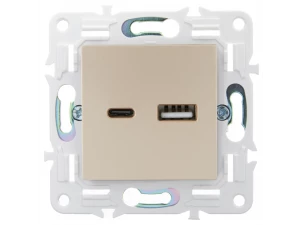 SKANDY Розетка USB A+C 3,1А SK-R14Sa песочный IEK