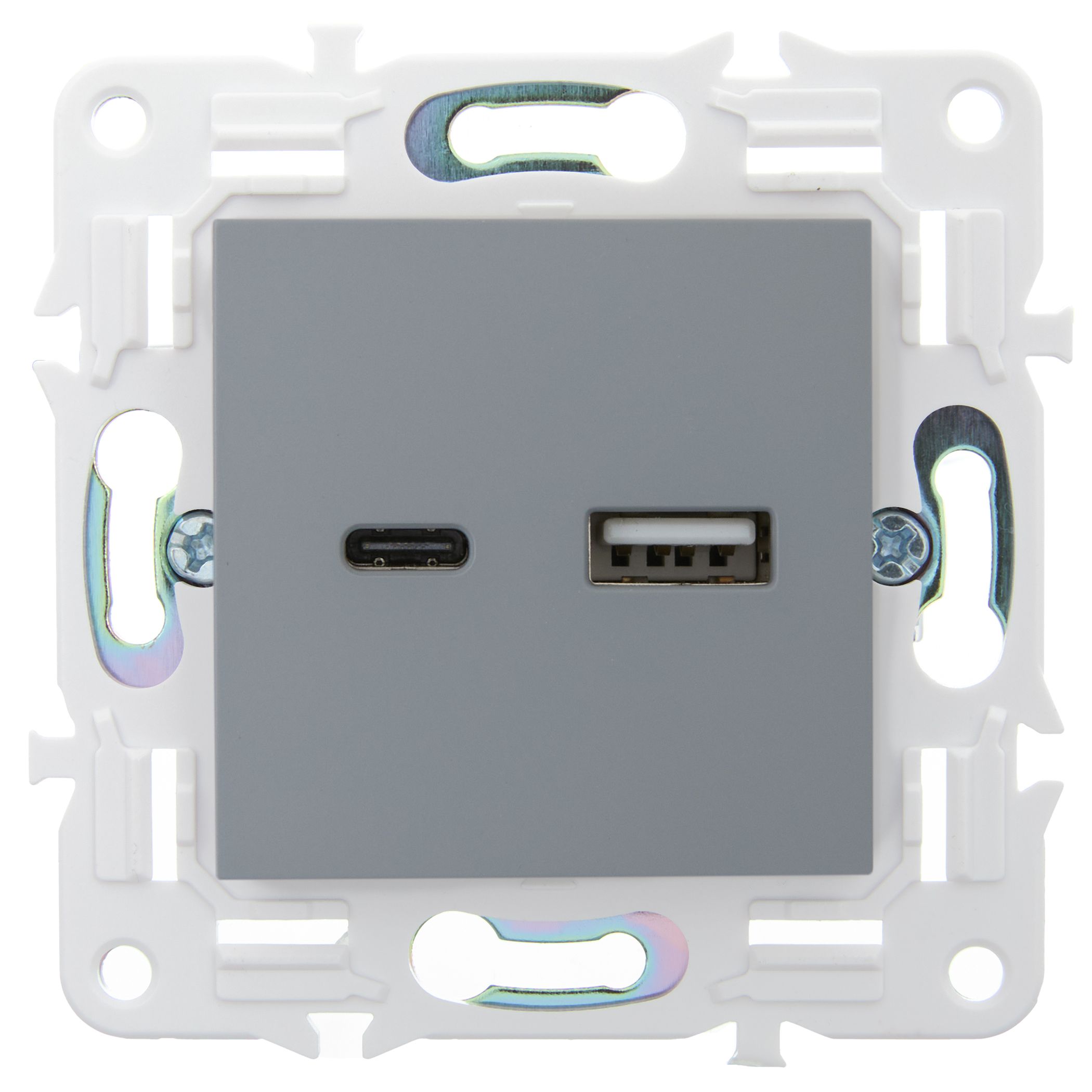             SKANDY Розетка USB A+C 18Вт SK-R13Gr сұр IEK    