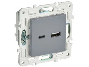 SKANDY Розетка USB A+C 18Вт SK-R13Gr серый IEK