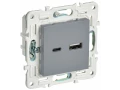             SKANDY Розетка USB A+C 18Вт SK-R13Gr сұр IEK    