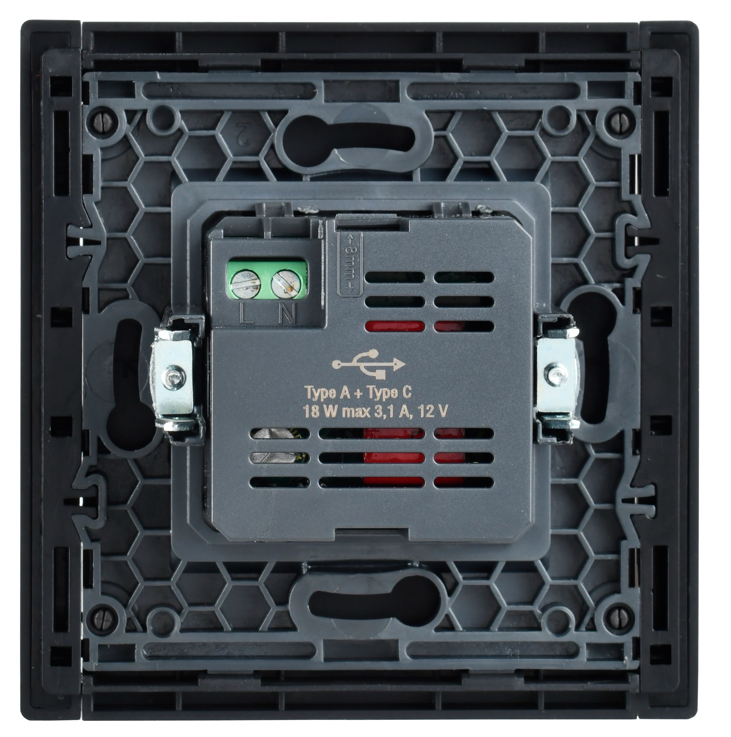             FORTE&PIANO Розетка USB A+C 18Вт FP151 қара ИЭК    